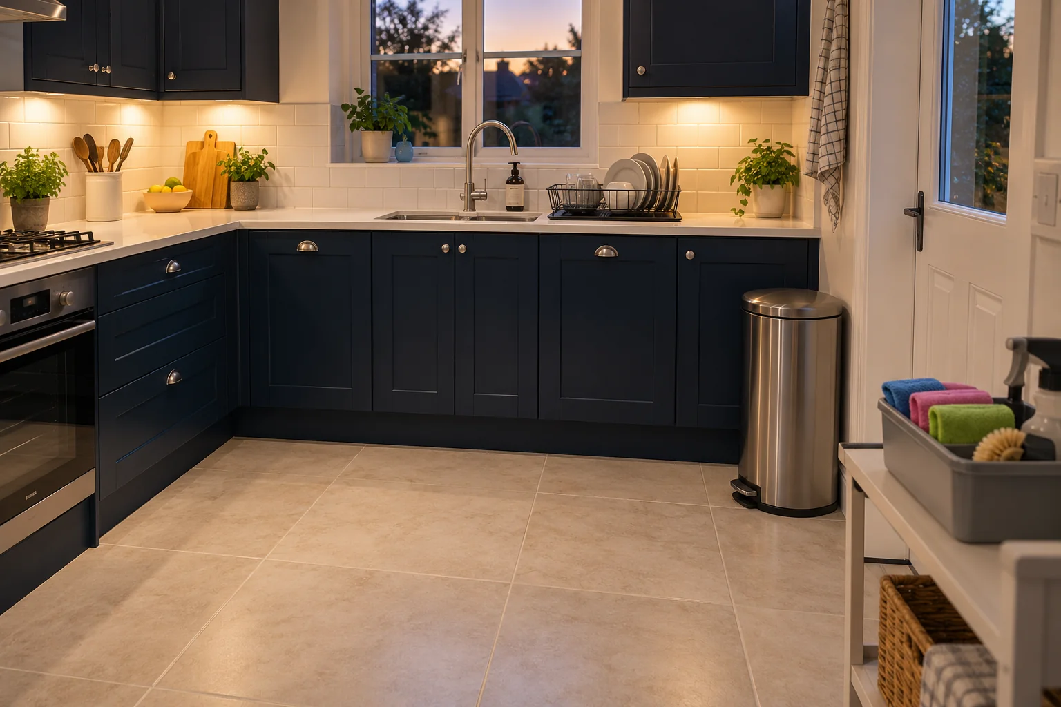 Tidy kitchen after a daily cleaning routine